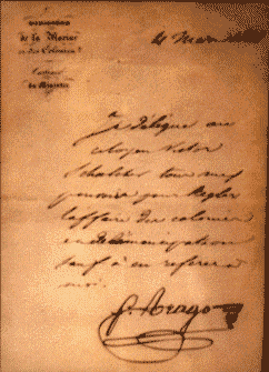 lettre d'Arago investissant V. Schoelcher